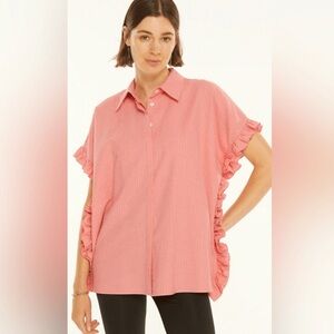 Harshman Darcy Pink Textured Seersucker Linen & Cotton Shirt